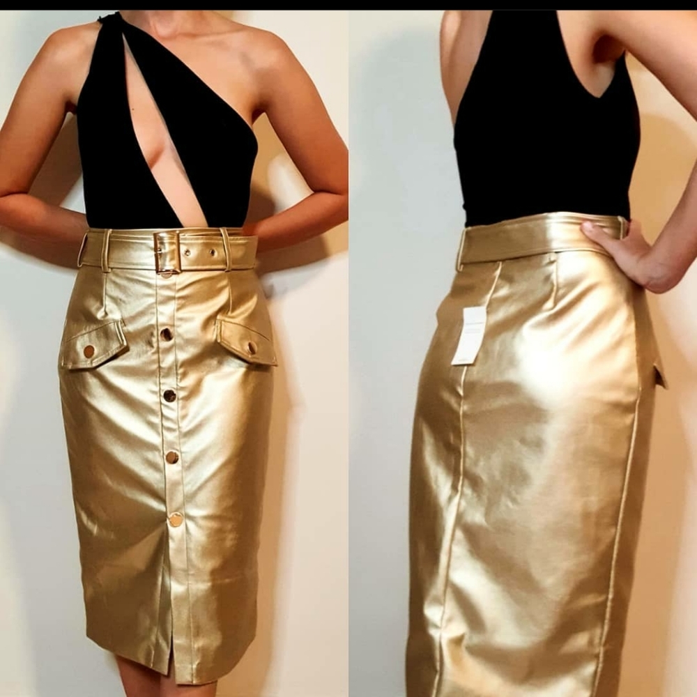 Golden Pencil Skirt